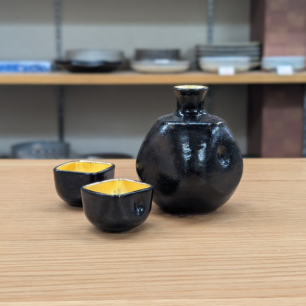 Black glaze foil izakaya sake ware