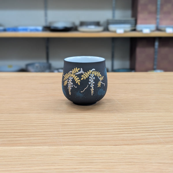 錦玉 白金盛白藤図青粒 萬碗