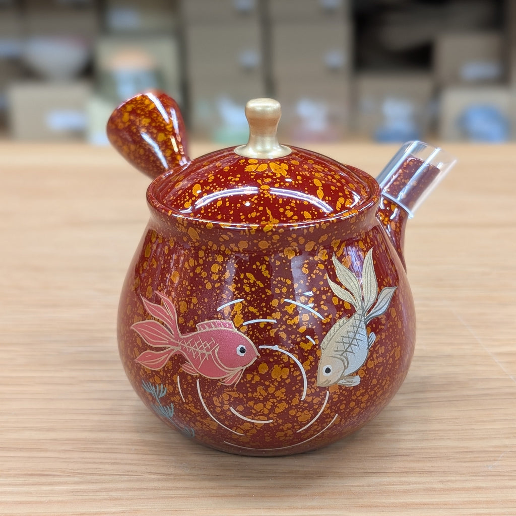 昭龍 赤銀河ナス型金魚 急須 – 浅草やま𠮷