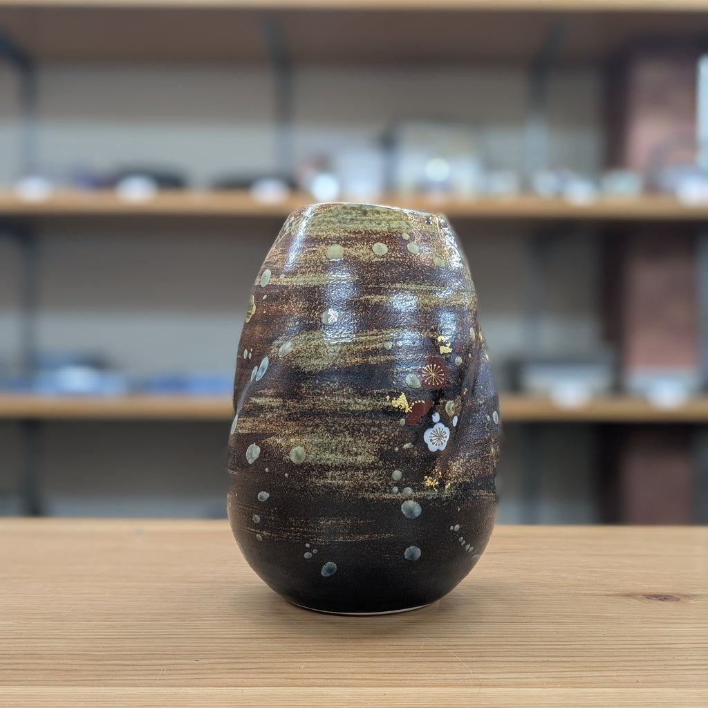 越前自然釉扇花入幅22.5cm 越前自然釉扇花入幅22.5cm 越前自然釉扇花入幅