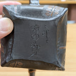 舜園 黒泥野草彫 後手急須