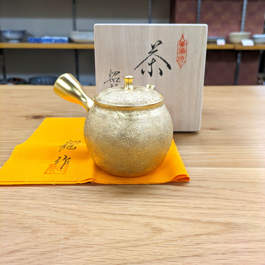 昭龍金彩網目壶型茶壶– 浅草やま𠮷