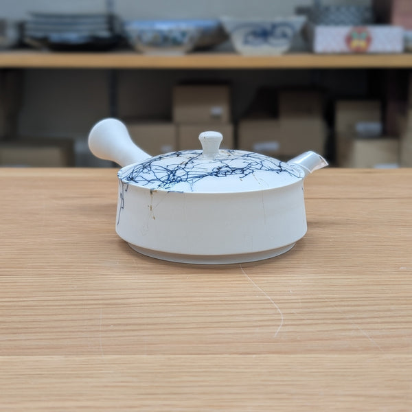 雪月　白泥青藻がけ　平急須